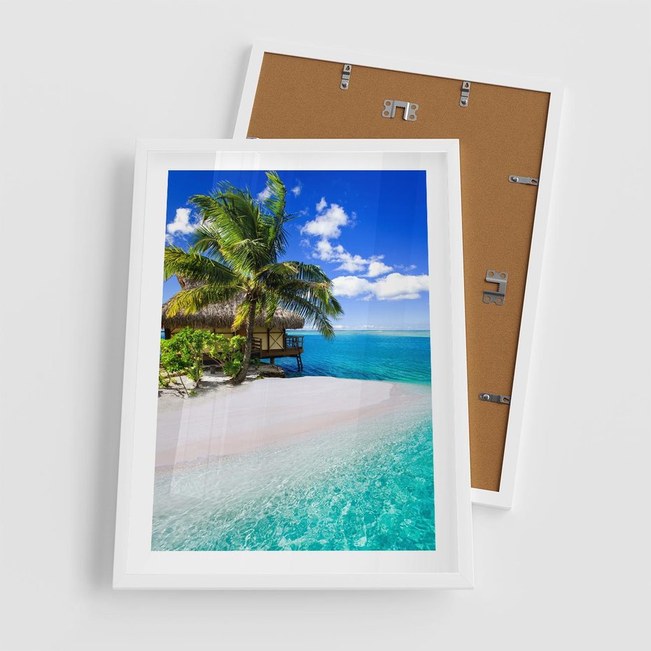 Plakat w ramie 50x70 - Zaklęte palmy tropików - palmy, ocean - rama biała