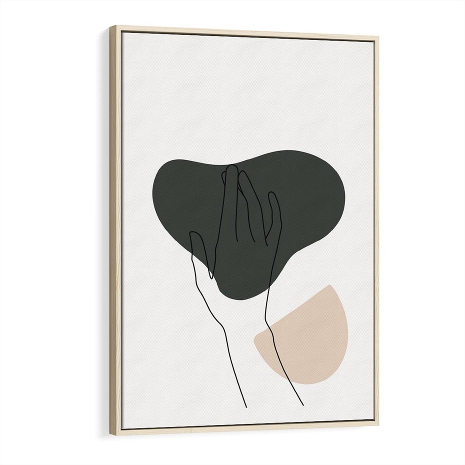 Obraz w ramie 70x100 - Bezczasowe Echo - szkic jedną linią, one line - rama drewno