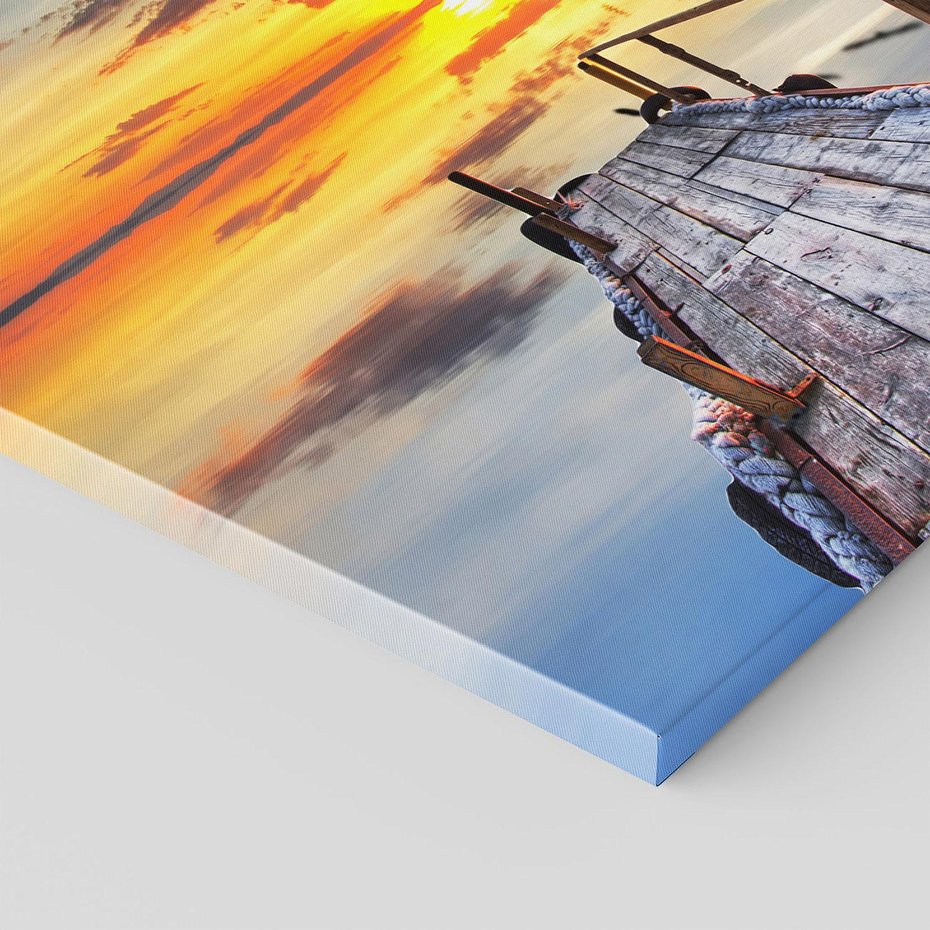 Obraz na płótnie 60x60 - Zachód słońca na pomostach - zachód, słońca