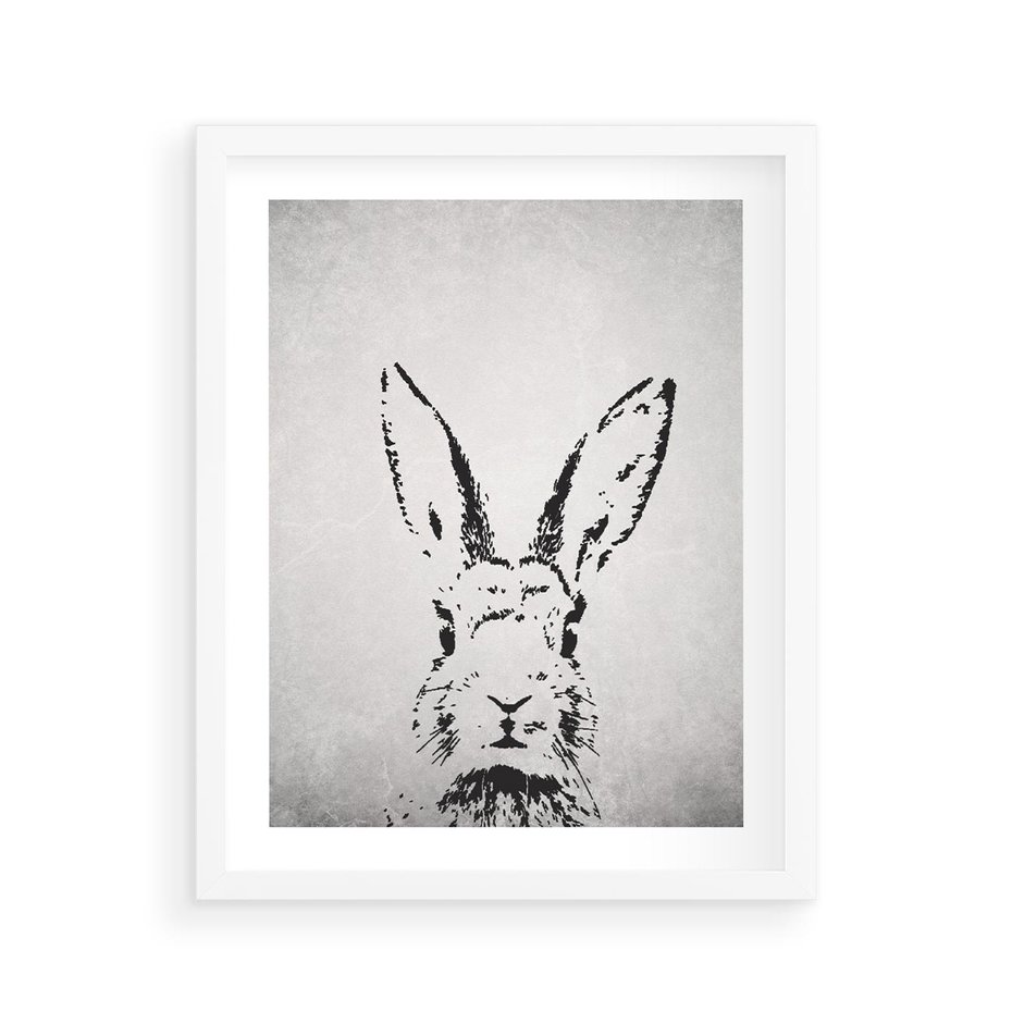 Plakat w ramie 40x50 - Szkicowany królik w grafice - szkic, królik - rama biała