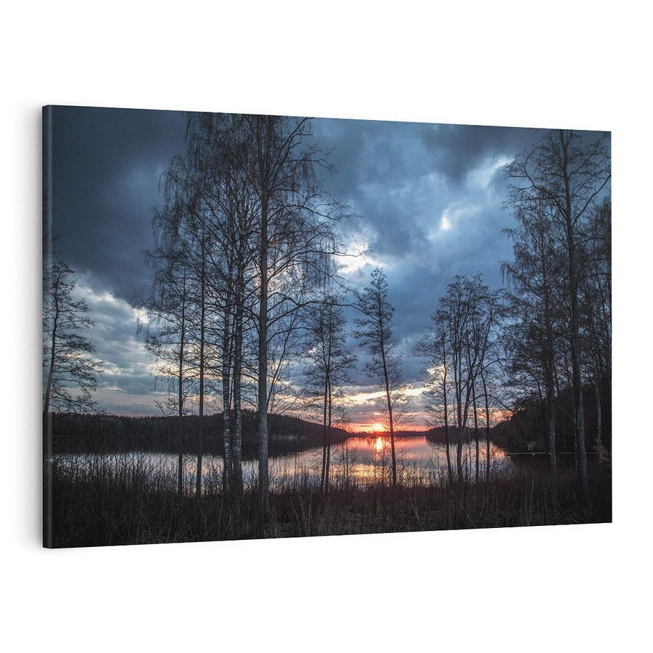 Obraz na płótnie 120x80 - Zachód słońca nad jeziorem - zachód, słońca