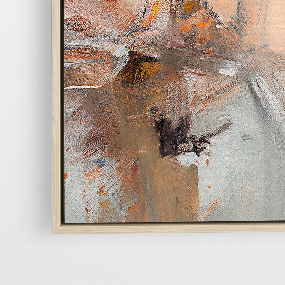 Obraz w ramie 50x50 - Taniec księżycowego pyłu - abstrakcja, tekstury farb - rama drewno