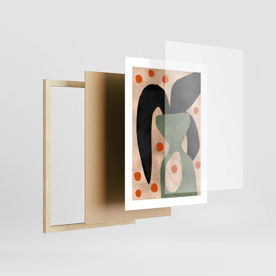 Plakat w ramie 30x40 - Impresje Boho - abstrakcyjny obraz, plakat - rama drewno