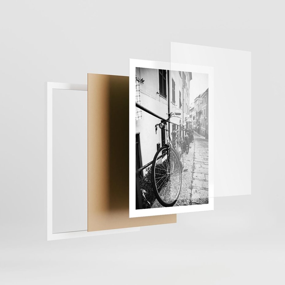 Plakat w ramie 50x70 - Rower w Kontraście - rower, czarno - rama biała