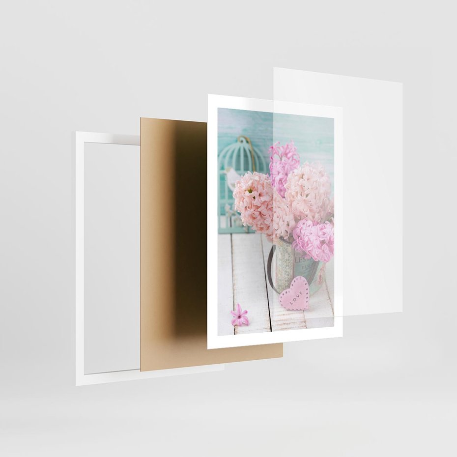 Plakat w ramie 50x70 - Kwiatowa harmonia hiacyntów - kwiaty, hiacynty - rama biała