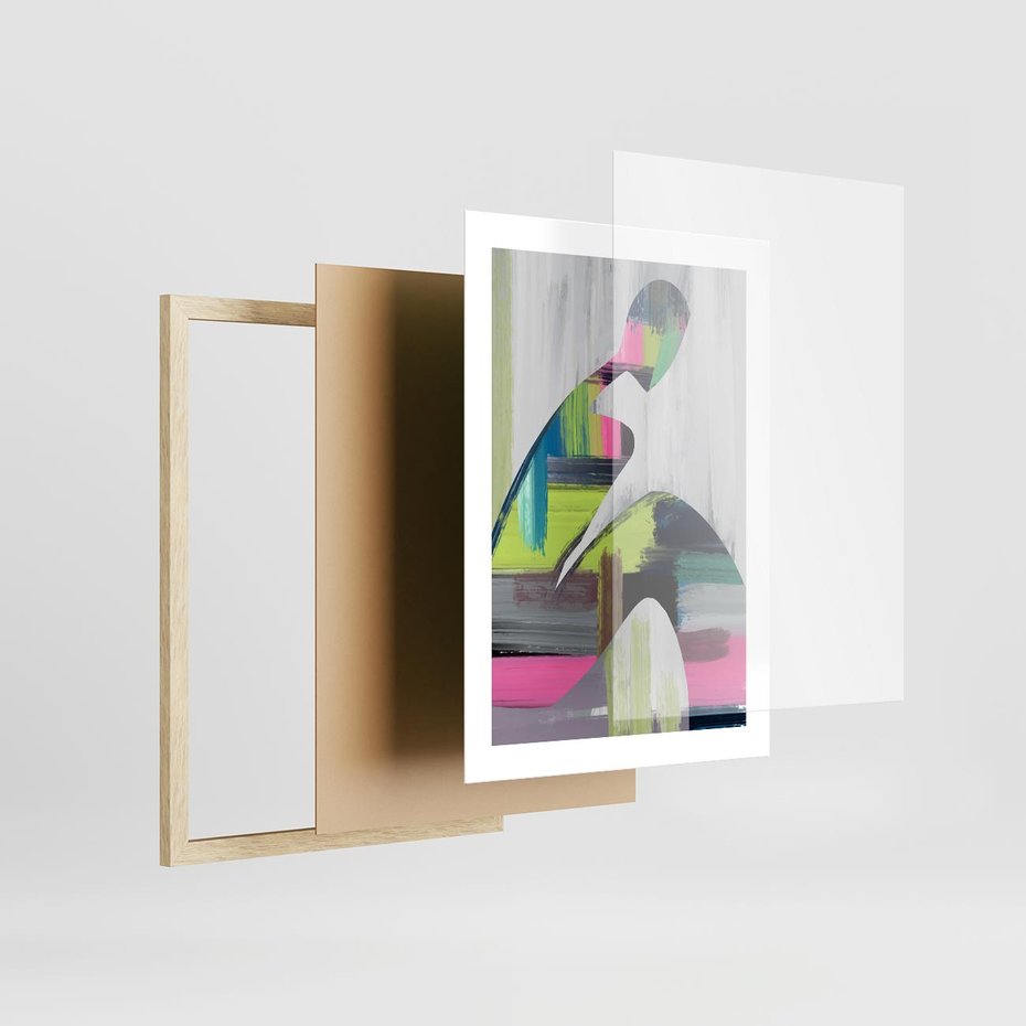 Plakat w ramie 30x40 - Impulsy Marzeń - abstrakcyjna sztuka, nowoczesny obraz - rama drewno