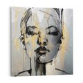 Obraz na płótnie 40x40 - Kobieta - Abstrakcyjne Malowidło - złote, usta abstrakcja