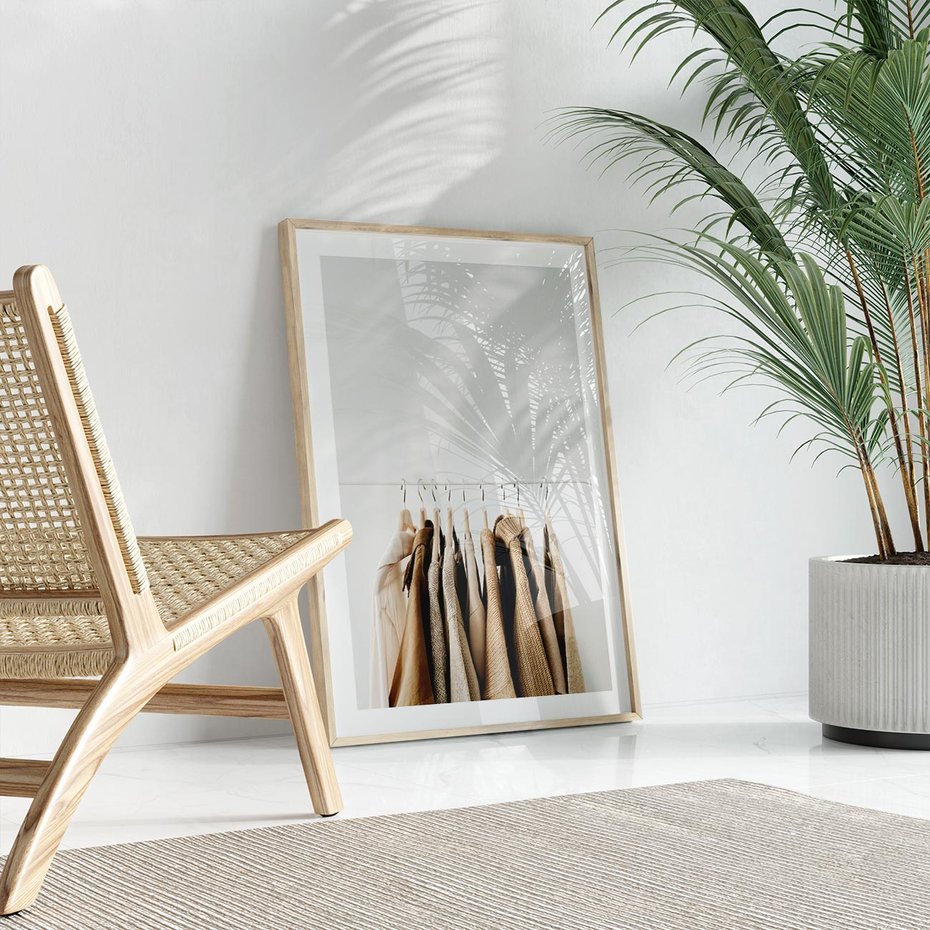 Plakat w ramie 30x40 - Boho Elegancja - boho kobiece zdjęcie, wieszak - rama drewno