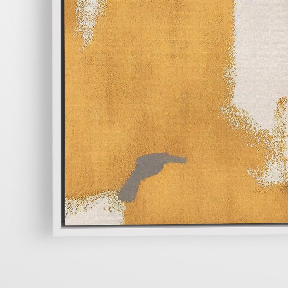 Obraz w ramie 50x50 - Złote Maźnięcia Pędzla - złota abstrakcja, plamy - rama biała