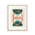 Plakat w ramie 30x40 - Oryginalny obraz abstrakcyjny w nowoczesnym stylu. Geometryczne akwarelowe kształty w intensywnych odcieniach zieleni i pomarańczu. Doskonała dekoracja dla miłośników sztuki. - abstrakcyjny obraz, sztuka nowoczesna - rama drewno
