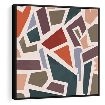 Obraz w ramie 50x50 - Modernistyczna Transcendencja - geometryczne kształty, mozaika - rama czarna