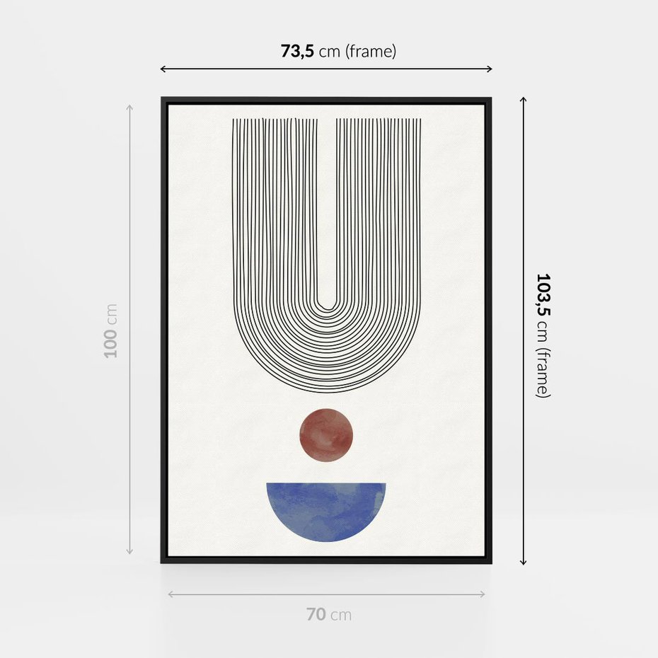 Obraz w ramie 70x100 - Rozplątane Wibracje - nowoczesny plakat, styl midcentury - rama czarna