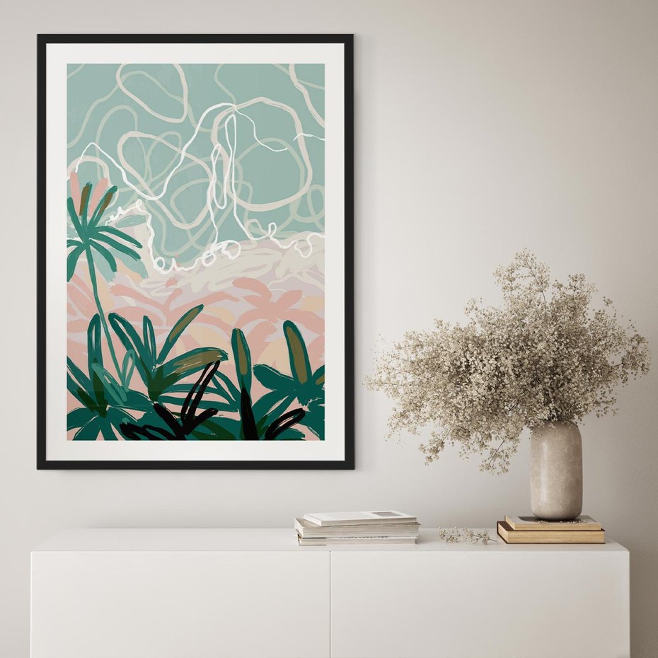 Plakat bez ramy 50x70 - Rajski Stan - pastelowy krajobraz, nowoczesny plakat