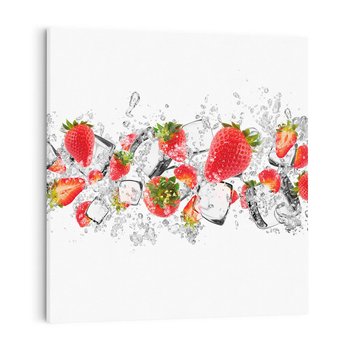 Obraz na płótnie 50x50 - Oaza świeżości: truskawki w wodzie - truskawki, woda