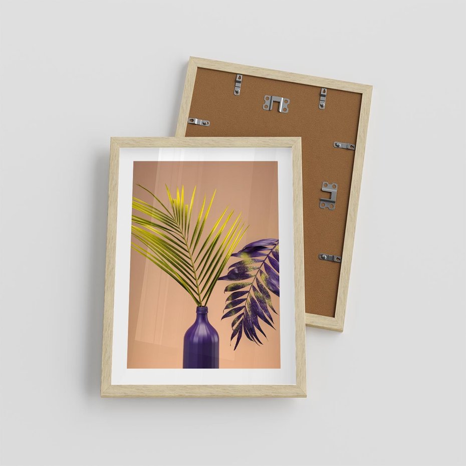 Plakat w ramie 30x40 - Delikatne Piękno - palma, pastele - rama drewno