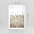 Plakat w ramie 50x70 - Nostalgiczny Pejzaż - suche trawy, pole - rama biała