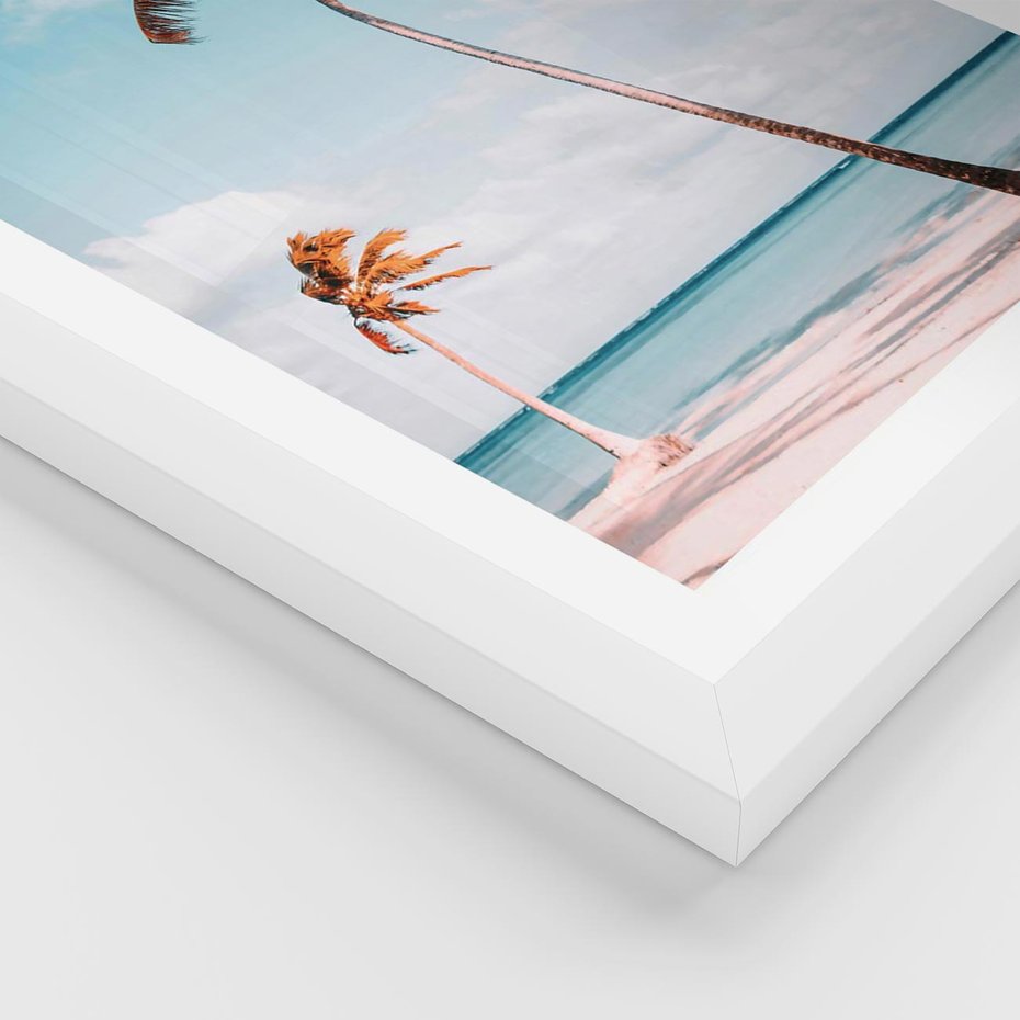 Plakat w ramie 50x70 - Raj na Ziemi - plaża, ocean - rama biała