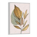 Obraz w ramie 80x120 - Rozkwitające Wnętrza Światła - abstrakcyjny obraz boho, liście - rama biała