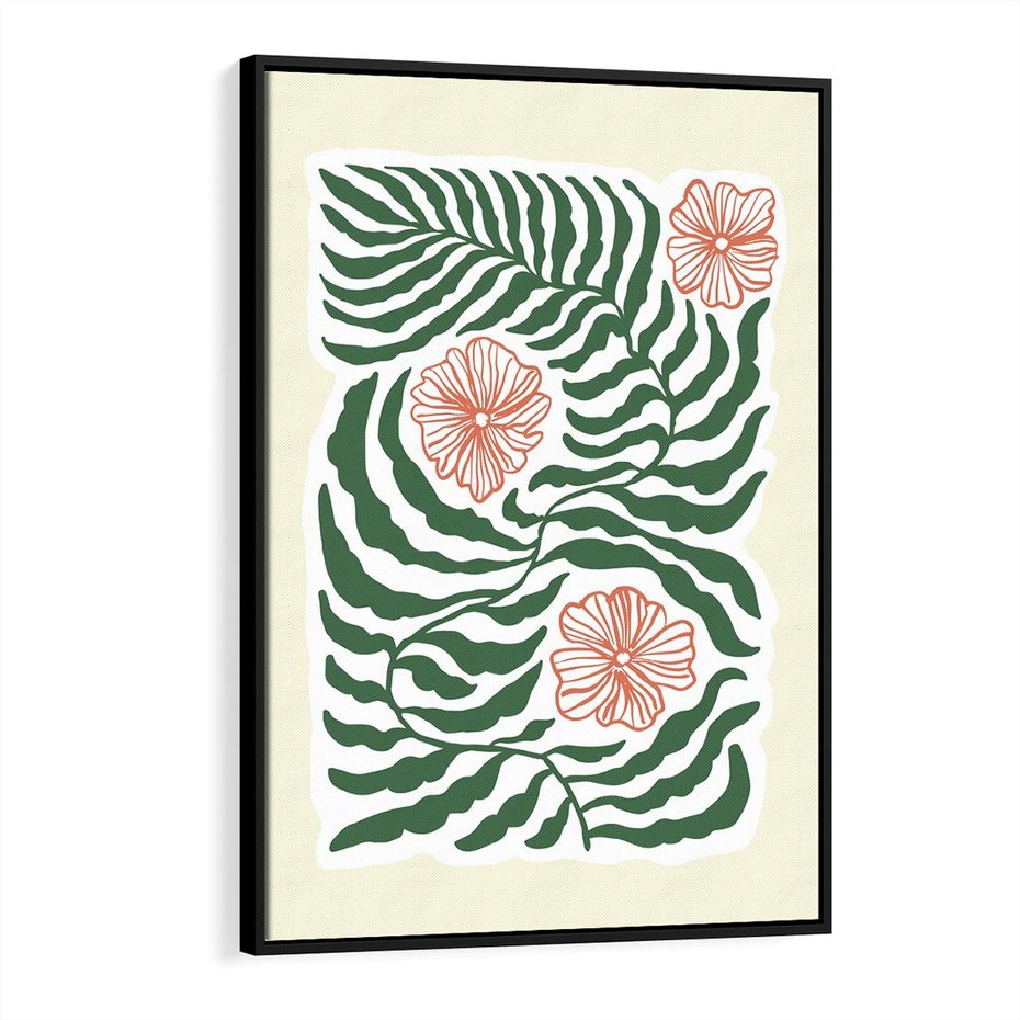 Obraz w ramie 50x70 - Migocące Wzory - abstrakcyjna kompozycja, paprocie - rama czarna