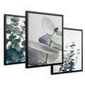 Zestaw obrazy w ramie 40x50 galeria - Eukaliptus, liście, skandynawski, boho - rama czarna