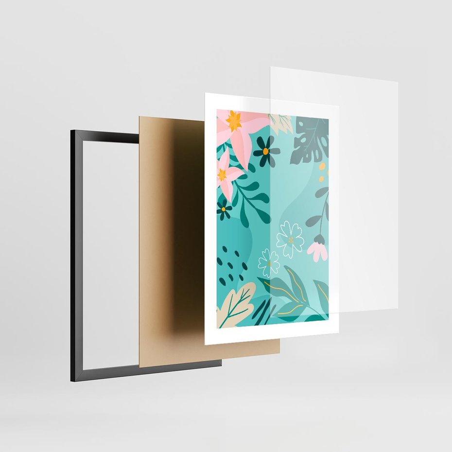 Plakat w ramie 30x40 - Rozkwitające Widoki - pastelowa kompozycja, kwiaty - rama czarna