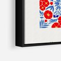 Obraz w ramie 50x50 - Tajemnicza Droga - nowoczesna kwiatowa kompozycja, czerwony i niebieski - rama czarna
