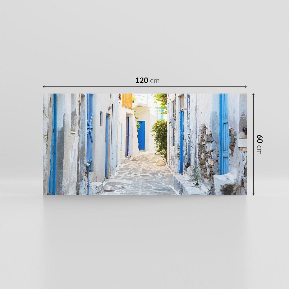 Obraz na płótnie 120x60 - Urok greckiej uliczki - Grecja, wyspa