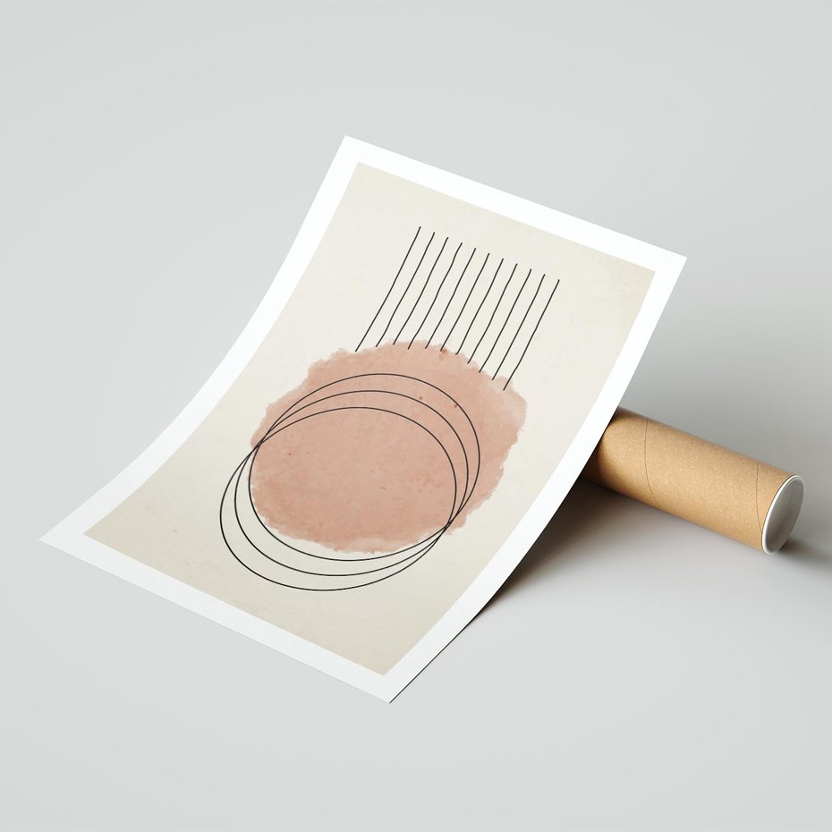 Plakat bez ramy 30x40 - Migotliwe Kontury - akwarelowa plama, geometryczne szkicowane kształty