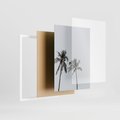 Zestaw obrazy w ramie 40x50 galeria - Plaża, palmy, relaks, typografia - rama biała