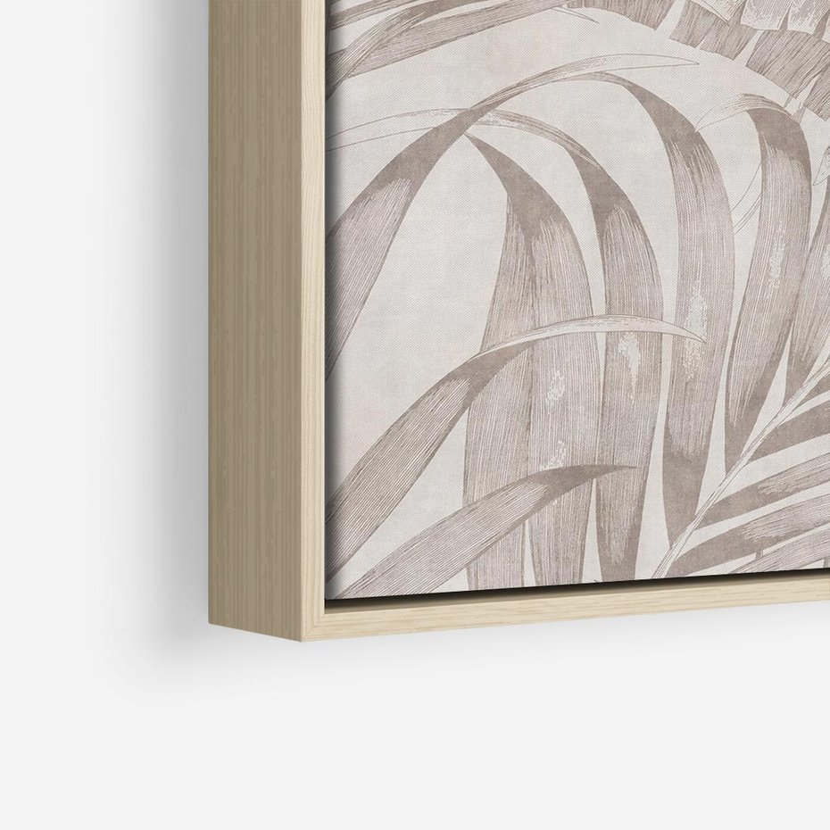 Obraz w ramie 50x50 - Odsłonięte liściowe wspomnienia - monochromatyczne, kolory sepii - rama drewno