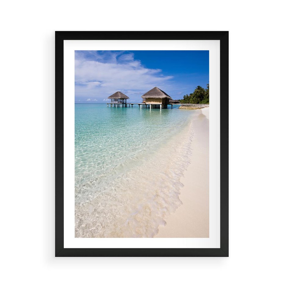 Plakat w ramie 50x70 - Rajski klimat plaży tropikalnej - plaża, tropiki - rama czarna
