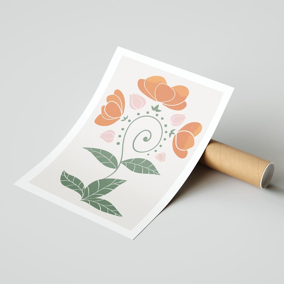 Plakat bez ramy 21x30 - Migocące Kształty Kwiatów - kwiaty polne, plakat