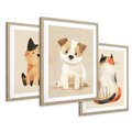 Zestaw obrazy w ramie 50x70 galeria - dla, dzieci, kot, pies, boho - rama drewno
