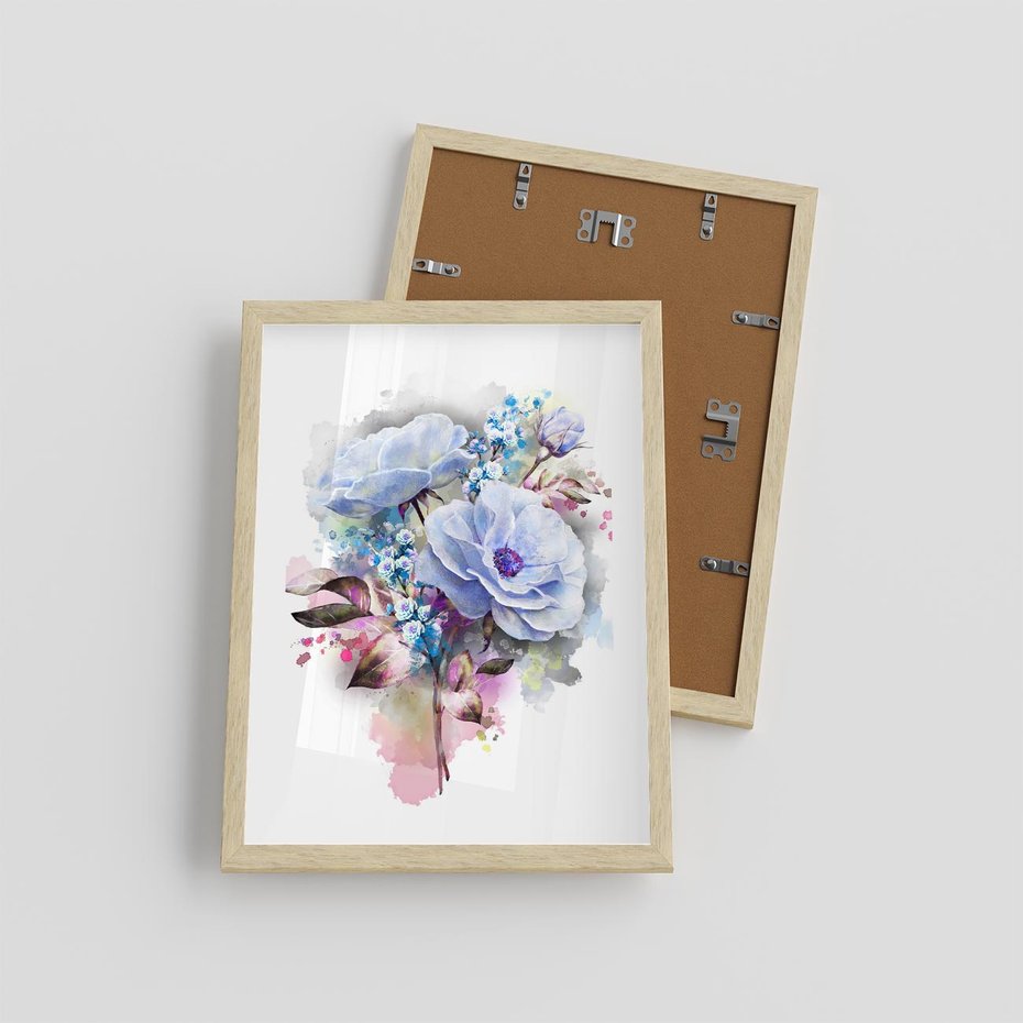 Plakat w ramie 30x40 - Kolorowa Ekspresja - kwiaty, graficzne - rama drewno