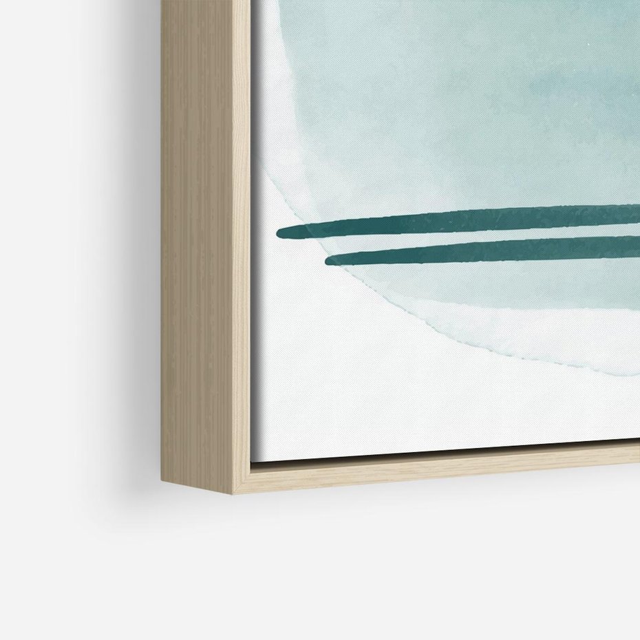 Obraz w ramie 50x50 - Turkusowy Świat - minimlizm, abstrakcja - rama drewno