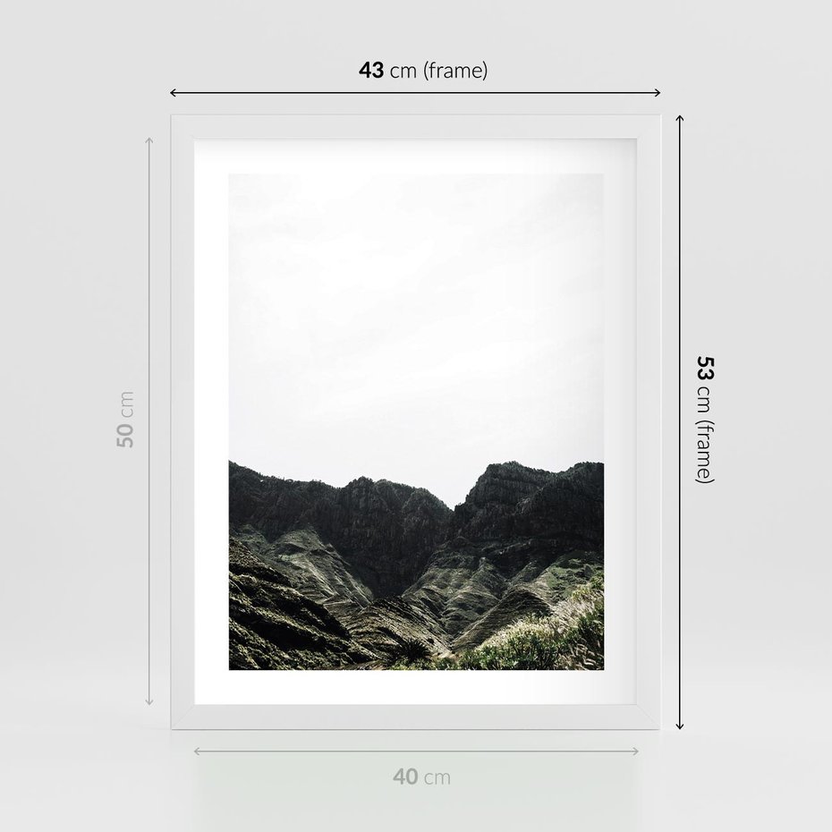 Plakat w ramie 40x50 - Górska Potęga - górski krajobraz, góry - rama biała