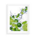 Plakat w ramie 50x70 - Cytrusowa Świeżość - limonki, cytryny - rama biała