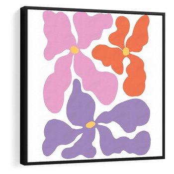 Obraz w ramie 50x50 - Bezgraniczne Wibracje - abstrakcyjne kolorowe kwiaty, minimlizm - rama czarna