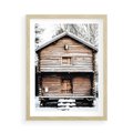 Plakat w ramie 50x70 - Śnieżny Ustronny Raj - domek w górach, śnieg - rama drewno