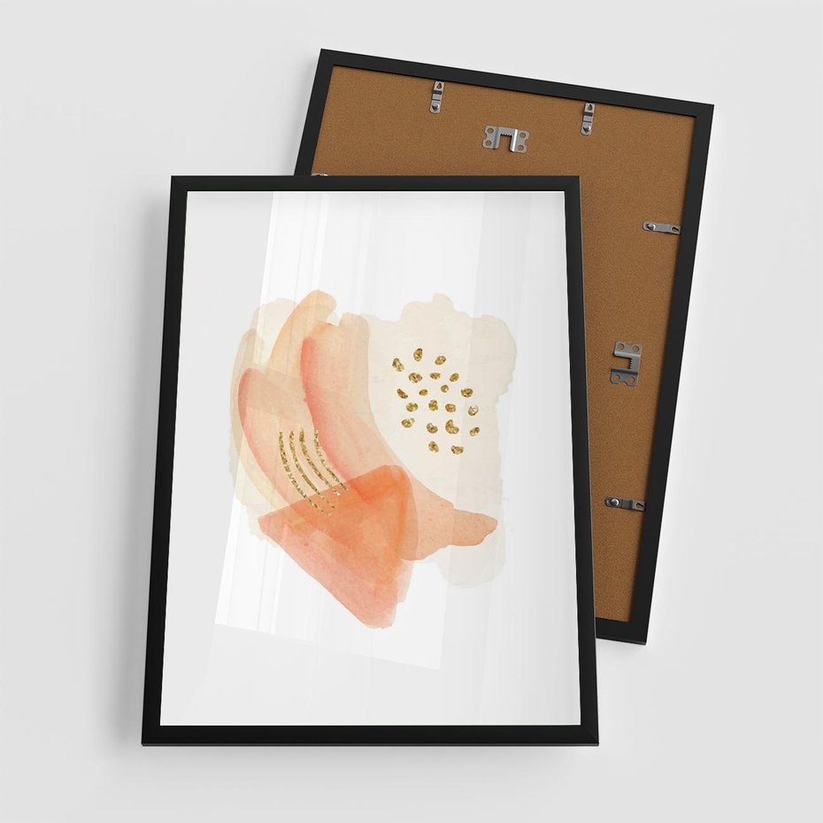 Plakat w ramie 50x70 - Rozkwitające Odbicia Form - abstrakcyjne akwarelowe plamy, minimalizm - rama czarna