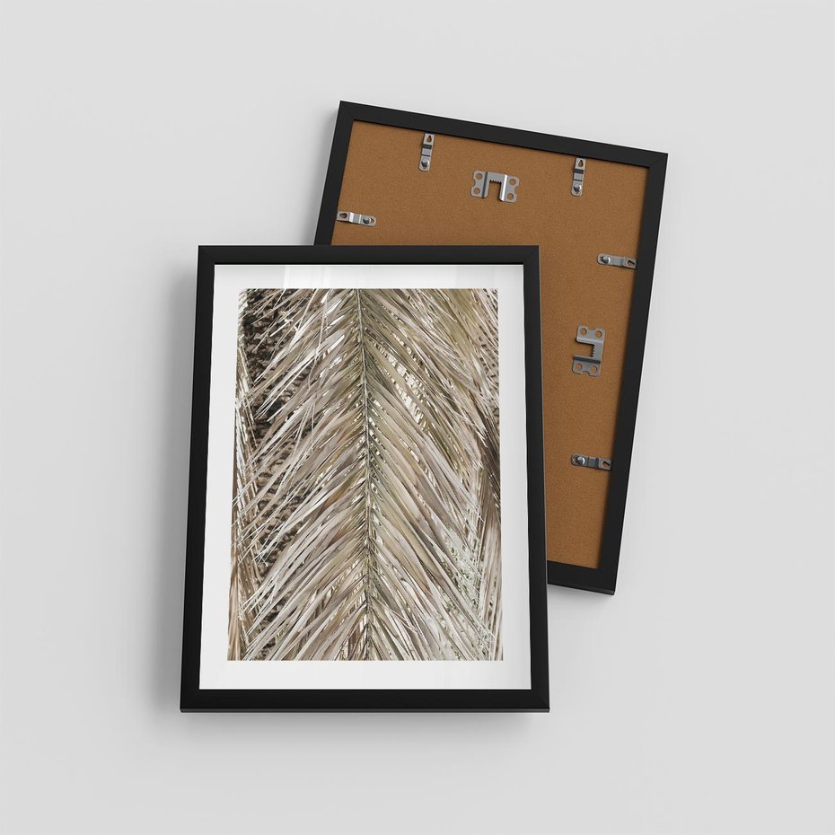 Plakat w ramie 30x40 - Boho Urok Palmy: Zbliżenie Natury - sucha palma, zbliżenie - rama czarna