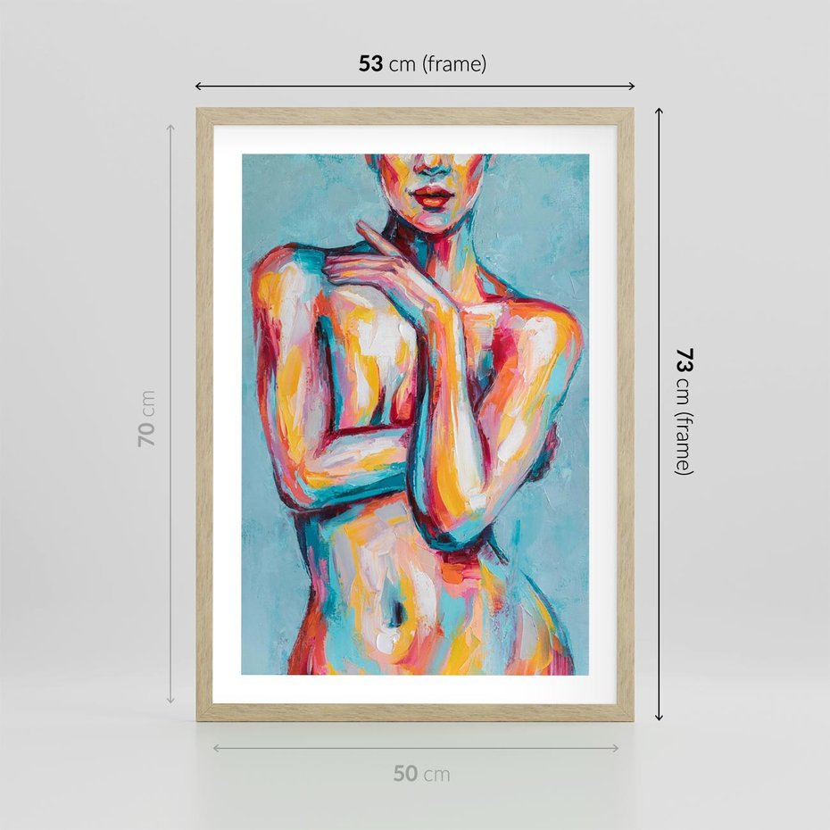 Plakat w ramie 50x70 - Nagie Natchnienie - obraz olejny, naga kobieta - rama drewno