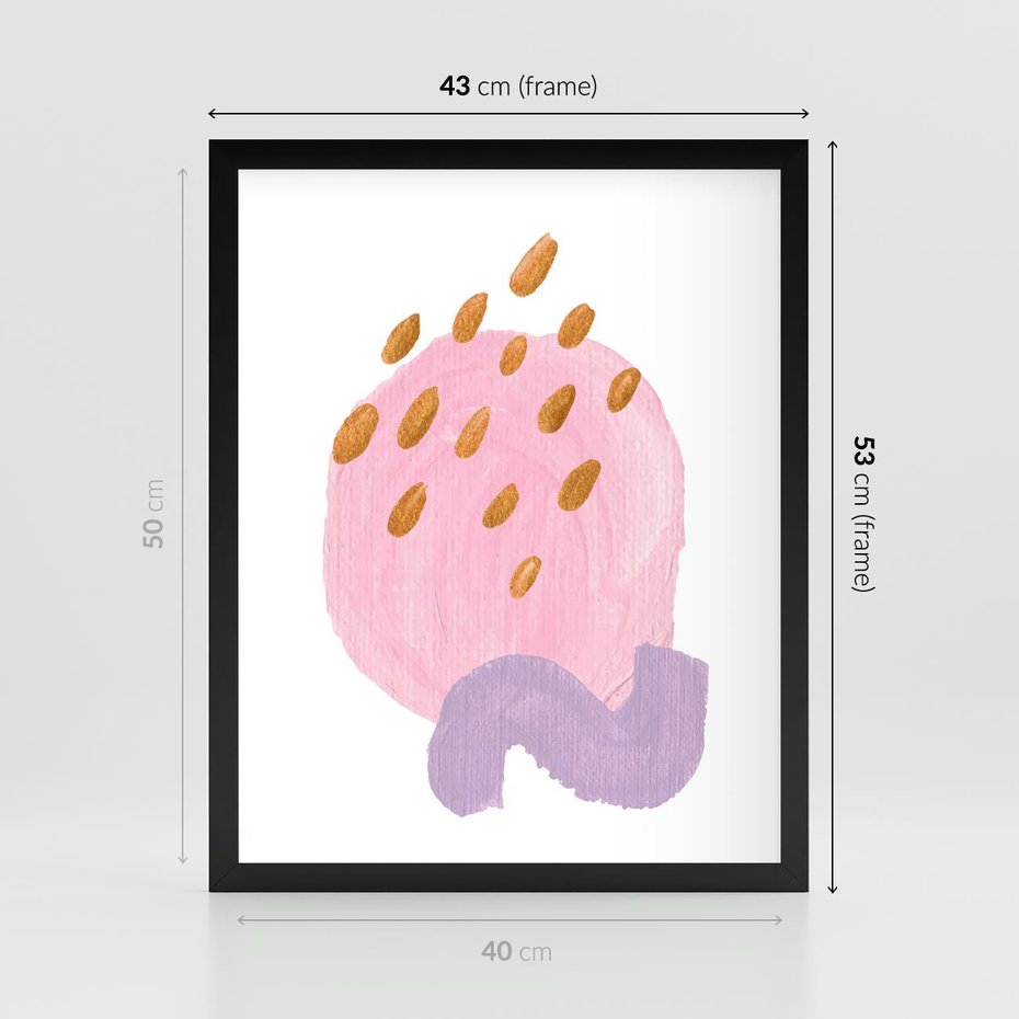 Plakat w ramie 40x50 - Migoczące Pastelowe Kształty - akwarela, minimalizm - rama czarna