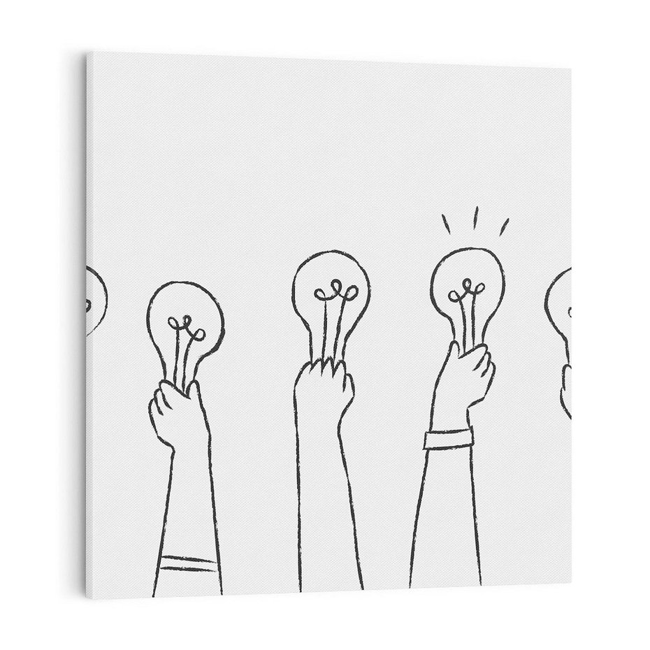 Obraz na płótnie 70x70 - Idea w Rękach - szkic, grafika