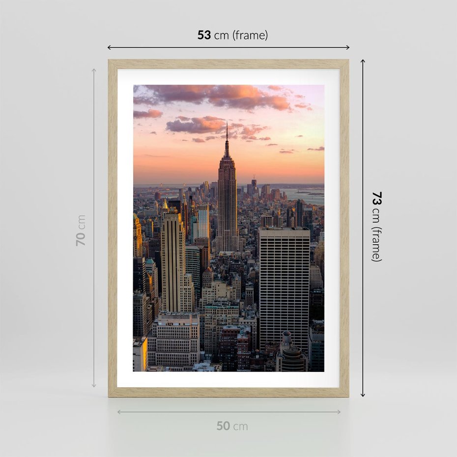 Plakat w ramie 50x70 - Nowojorskie Wieżowce - Nowy York, wieżowce - rama drewno