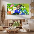 Obraz na płótnie 120x60 - Kwiatowy Taniec - motyl, kwiaty