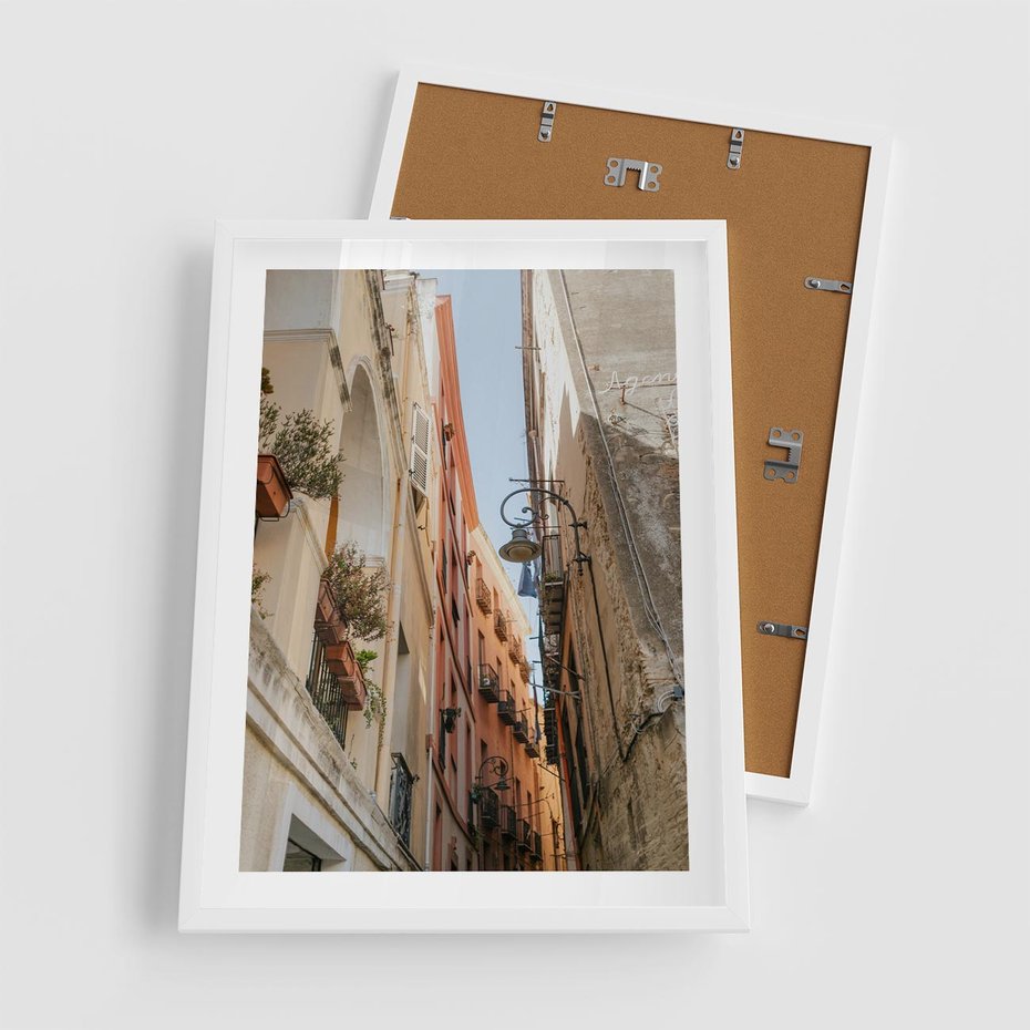 Plakat w ramie 50x70 - Włoskie uroki - włoskie, uliczki - rama biała