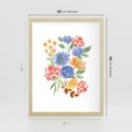 Plakat w ramie 30x40 - Kwiatowe Światło - akwarelowe kwiaty, bukiet - rama drewno