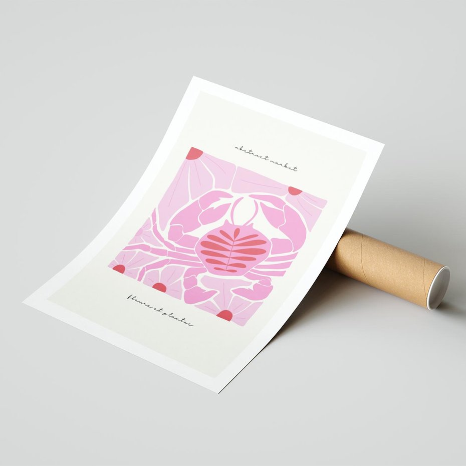 Plakat bez ramy 50x70 - Rozświetlone Impresje - abstrakcyjny plakat, krab