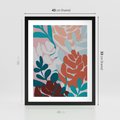 Plakat w ramie 40x50 - Impresje Kształtów - abstrakcyjna kompozycja kwiatowych form, kolor zgaszone - rama czarna